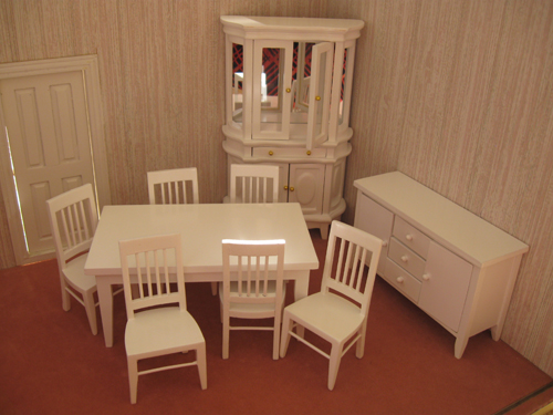 White Dining Room Set Includes Cabinet, White Dining Room Table And Six Chairs